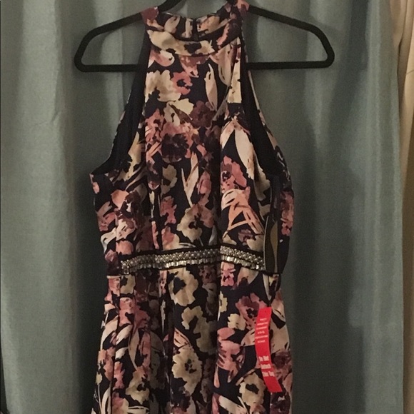 Halter A-line navy/pink gown - Picture 5 of 5